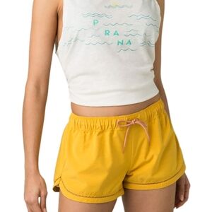 Prana Mariya Board Shorts Yellow Beach Athletic Sporty Size MEDIUM